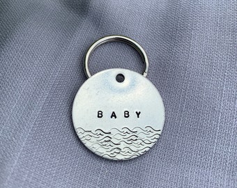 Waves Hand Stamped Dog Tag - Cat ID Tag - Dog Tag for Dog Personalized - Custom Dog Tag - Pet ID Tag Canada - Metal Pet Tag - Beach Tag