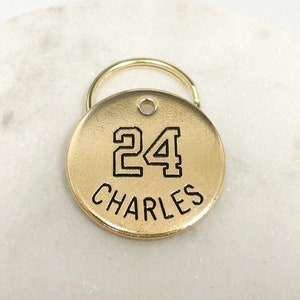 Personalized Dog Tag - Custom Number Pet Tag -  Engraved Pet Tag - Cat ID Tag - Dog ID Tag - Sports Pet Tag - Pet ID Tag - Gold Dog Tag