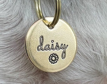 Personalized Dog Tag - Daisy Flower Design Engraved - Cat ID Tag - Dog Collar Tag - Custom Dog Tag - Personalized Tag - Pet ID Tag