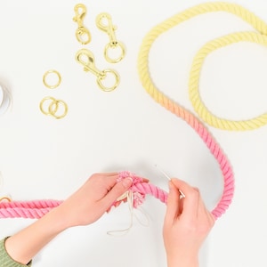 Rope Dog Leash Ombré Pink and Yellow Cotton Leash - Pink Lemonade - Dog Gift - Gift for Her - Dog Accessory - Dog Lover Gift - Wedding Leash