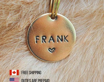 Personalized Dog Tag with HEART Design - Hand Stamped Dog Tag - Cat Tag - Dog Collar Tag - Heart Dog Tag - Pet ID Tag - Made in Canada