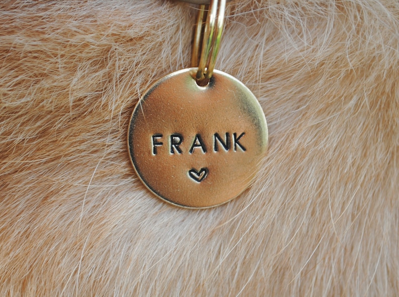 Heart Hand Stamped Dog Tag - Cat ID Tag - Dog Collar Tag - Custom Dog Tag - Personalized Tag - Pet ID Tag - Pet Name Tag - Cat Collar Tag 