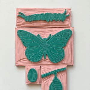 Juego de sellos del ciclo de vida de la mariposa monarca, sello de mariposa, inspirado en Montessori, estampado de mariposa, juguetes Montessori