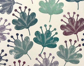 Wild flower rubber stamp, botanical art print, flower stamp, floral patter design, botany art, scrapbooking supplies, bullet journal