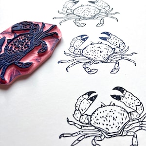 Tampon en caoutchouc de crabe de pierre de Floride, art de crabe, papeterie de vie de mer, cadeaux d'animaux marins, journal de nature, essentiel de scrapbooking, art de vie de mer