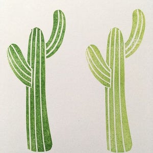 Cactus Saguaro / cactus botanici timbro di gomma intagliato a mano / cactus del deserto / Carnegiea gigantea