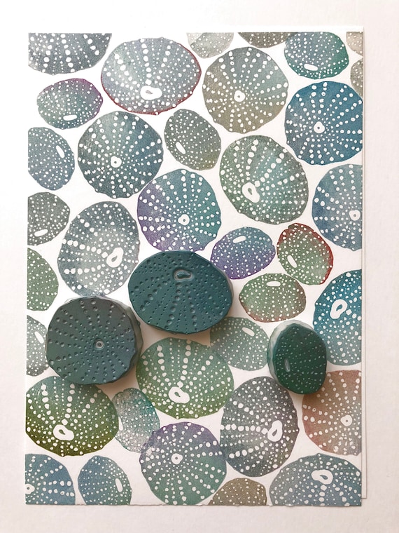 Sea Urchin Rubber Stamps, Marine Decor, Set of 3