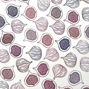 Tampon figue, ficus carica, oeuvre d'art figue, motif fruit, impression sur tissu, illustration botanique, impression linogravure figue, art amoureux de la nature