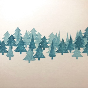 Paesaggio invernale, timbro in gomma intagliato a mano con albero di Natale, francobolli natalizi, decorazioni natalizie fai da te, creazione di biglietti, ornamenti natalizi, album