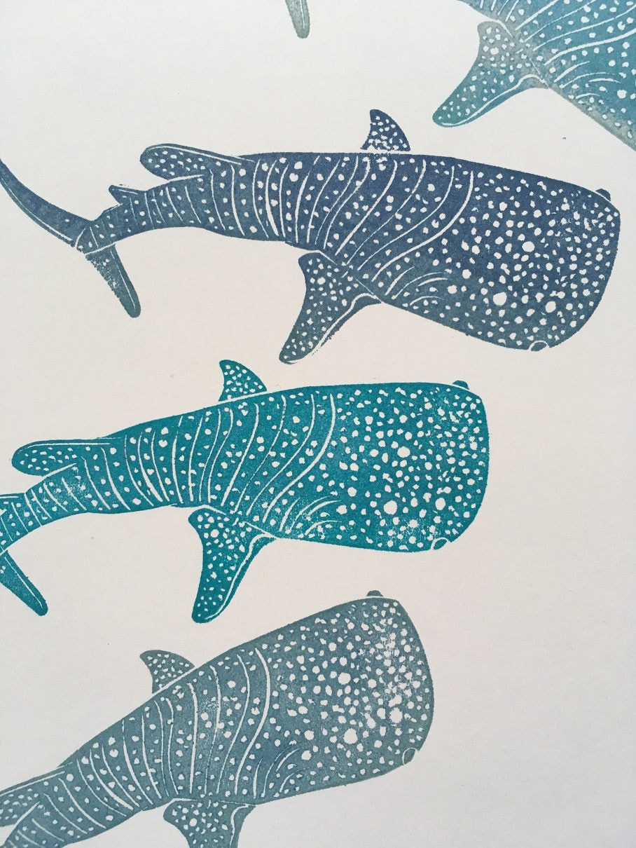 Whale shark hand carved rubber stamp