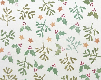Christmas hand carved rubber stamps, Christmas holly stamp, mistletoe stamp, diy christmas decoration, christmas ornaments, merry christmas