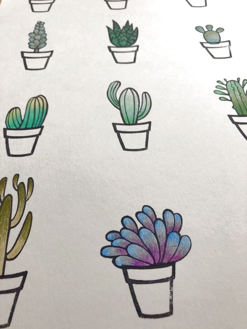 cactus mini stamp set succulent plant print botanic cactus rubber stamp set of 12 cactus botanical print stamp cacti stamp