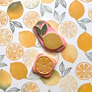Sello de goma de limón, decoración de cocina DIY, arte cítrico, impresión artística de limón, sello de fruta