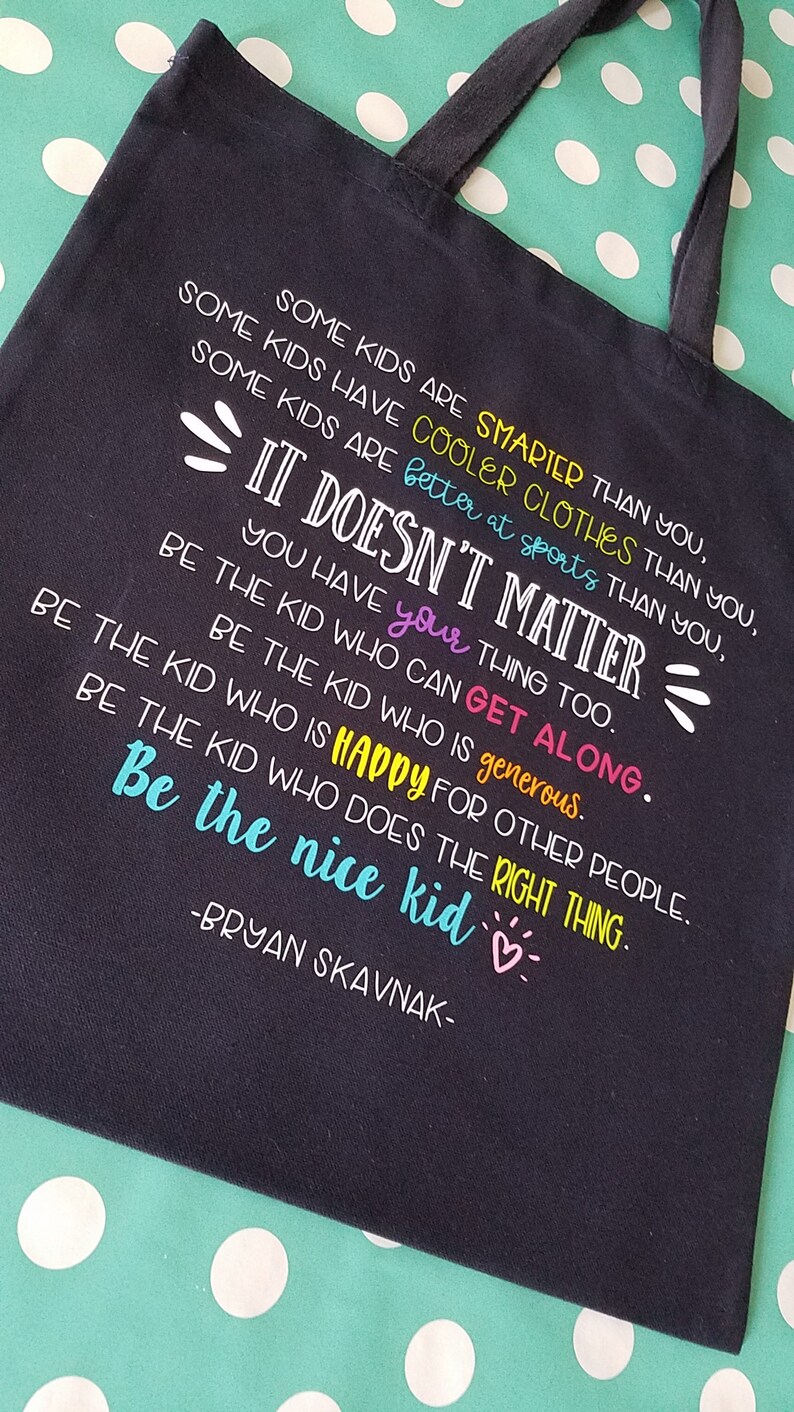 Substitute Teacher gift. Back to School Gifts Teacher Appreciation Gift Teacher Tote Be the Nice Kid Teacher Gift