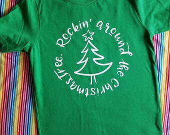 Kids Christmas Shirt - Rockin' Around the Christmas Tree - Christmas Tree Shirt