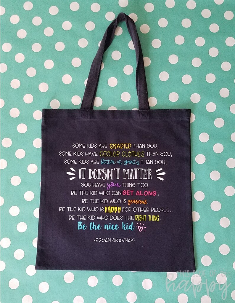 Substitute Teacher gift. Back to School Gifts Teacher Appreciation Gift Teacher Tote Be the Nice Kid Teacher Gift