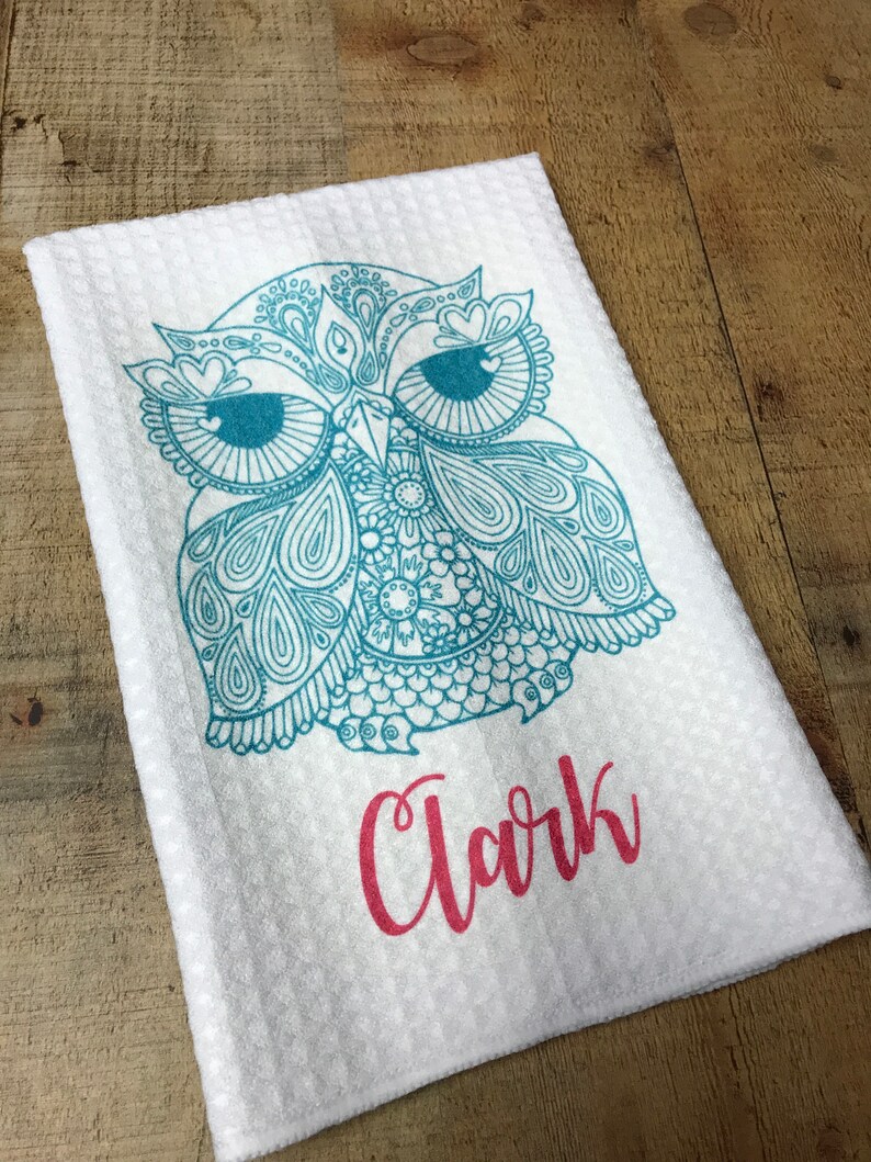Owl Towel Owl Kitchen Towel Owl Mandala Owl Towel Owl Etsy