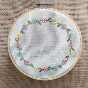 Flower Wreath Cross Stitch Pattern