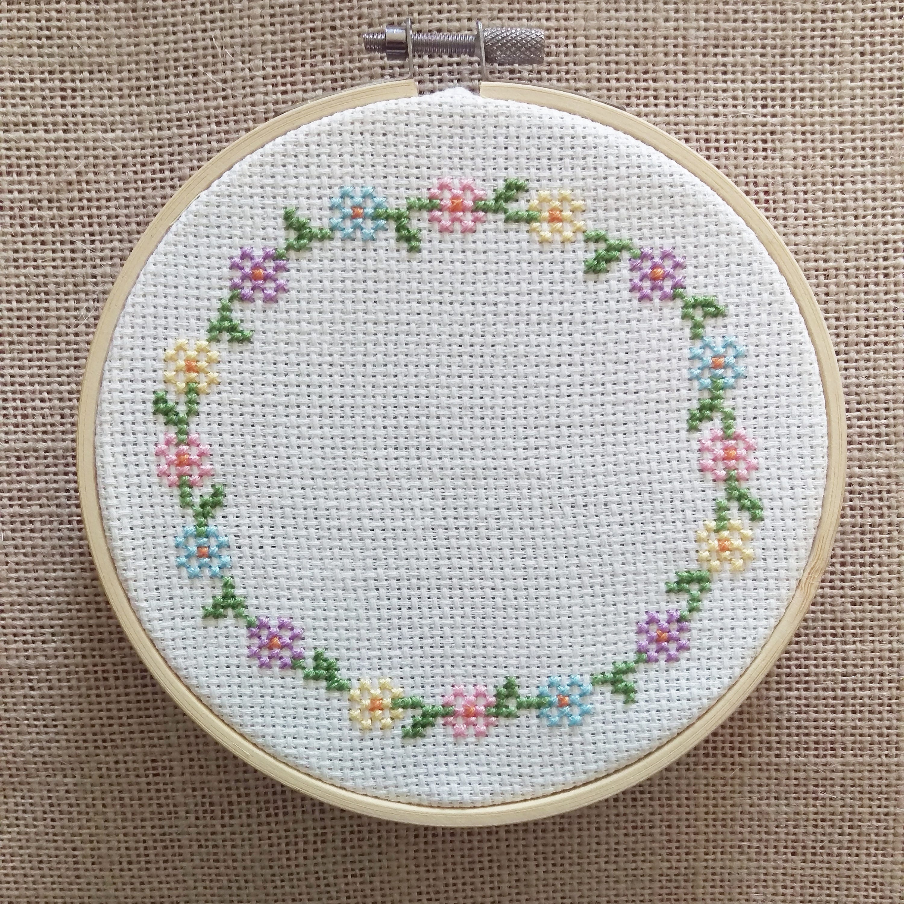 Flower Wreath Cross Stitch Pattern Etsy