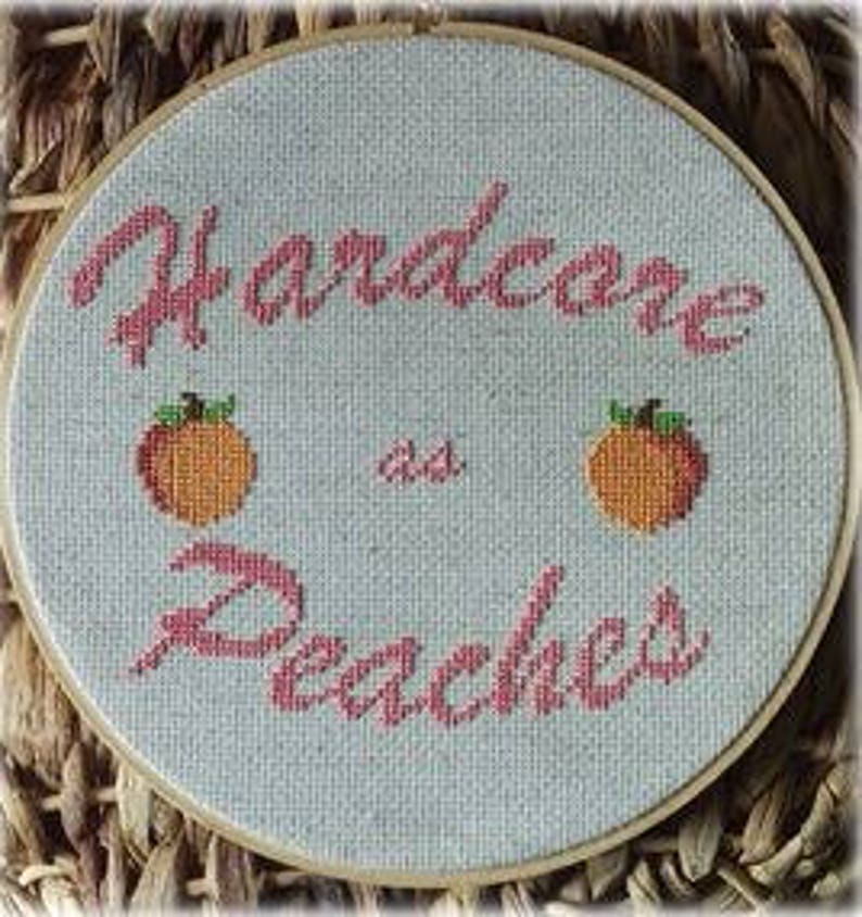 Hardcore as Peaches Cross Stitch Pattern Etsy