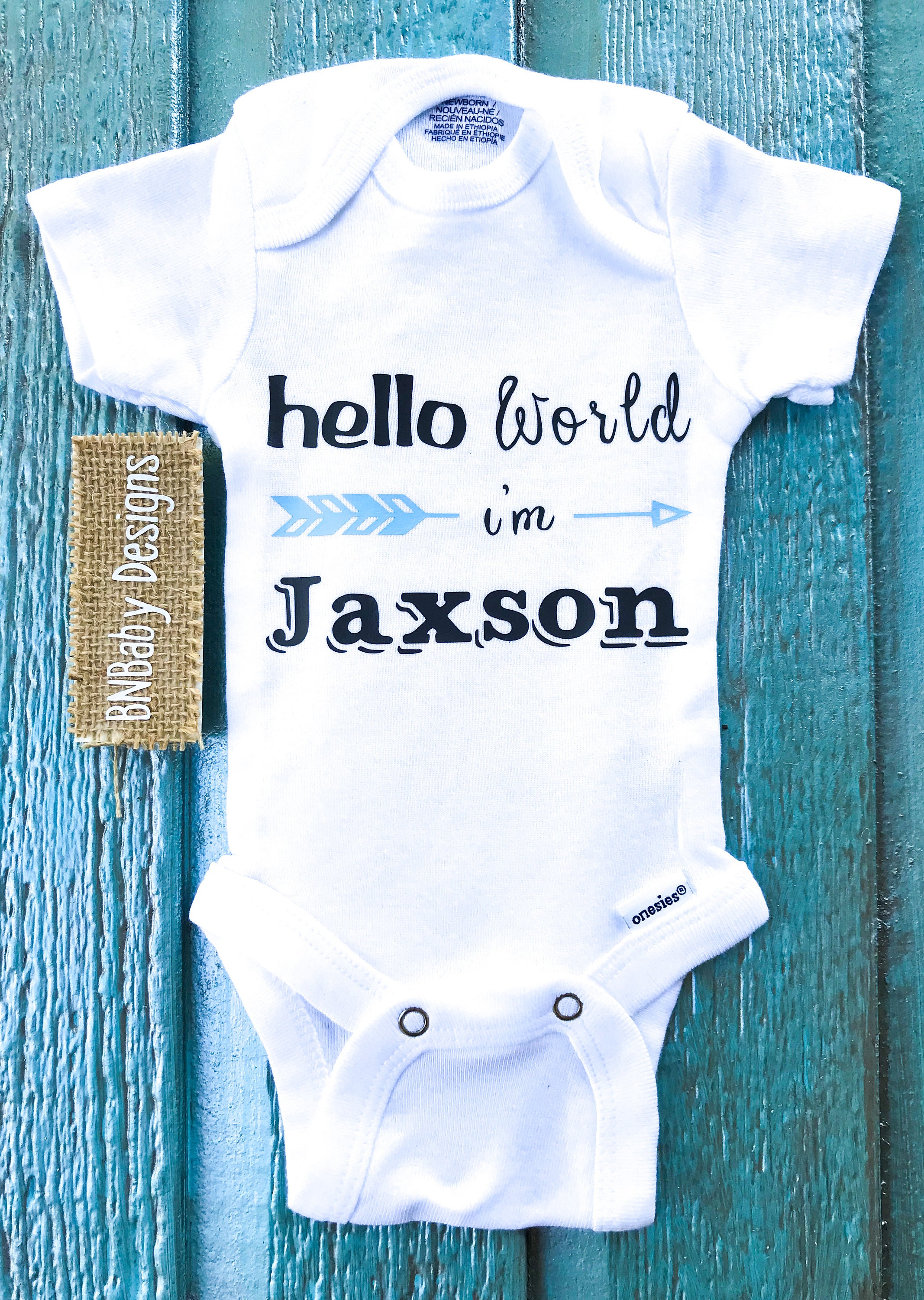 Hello world onesie baby boy onesie custom baby onesies Etsy