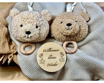 Bear/bear music box personalized - name - baby music box - birth gift - baptism gift including milestone welcome little miracle