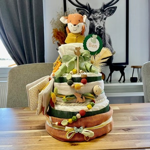 Diaper cake "Fox" - neutral - 46 diapers - gift for birth