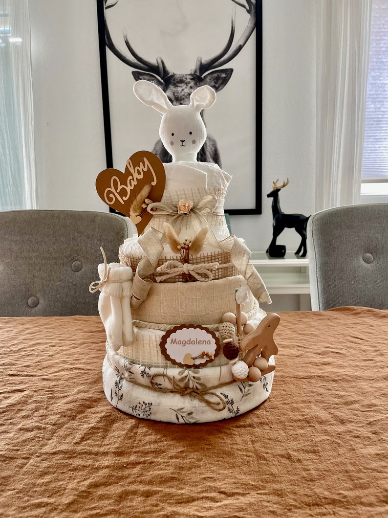 Windeltorte Waldtiere  Hase  neutral  46 Windeln  Geschenk Bild 1
