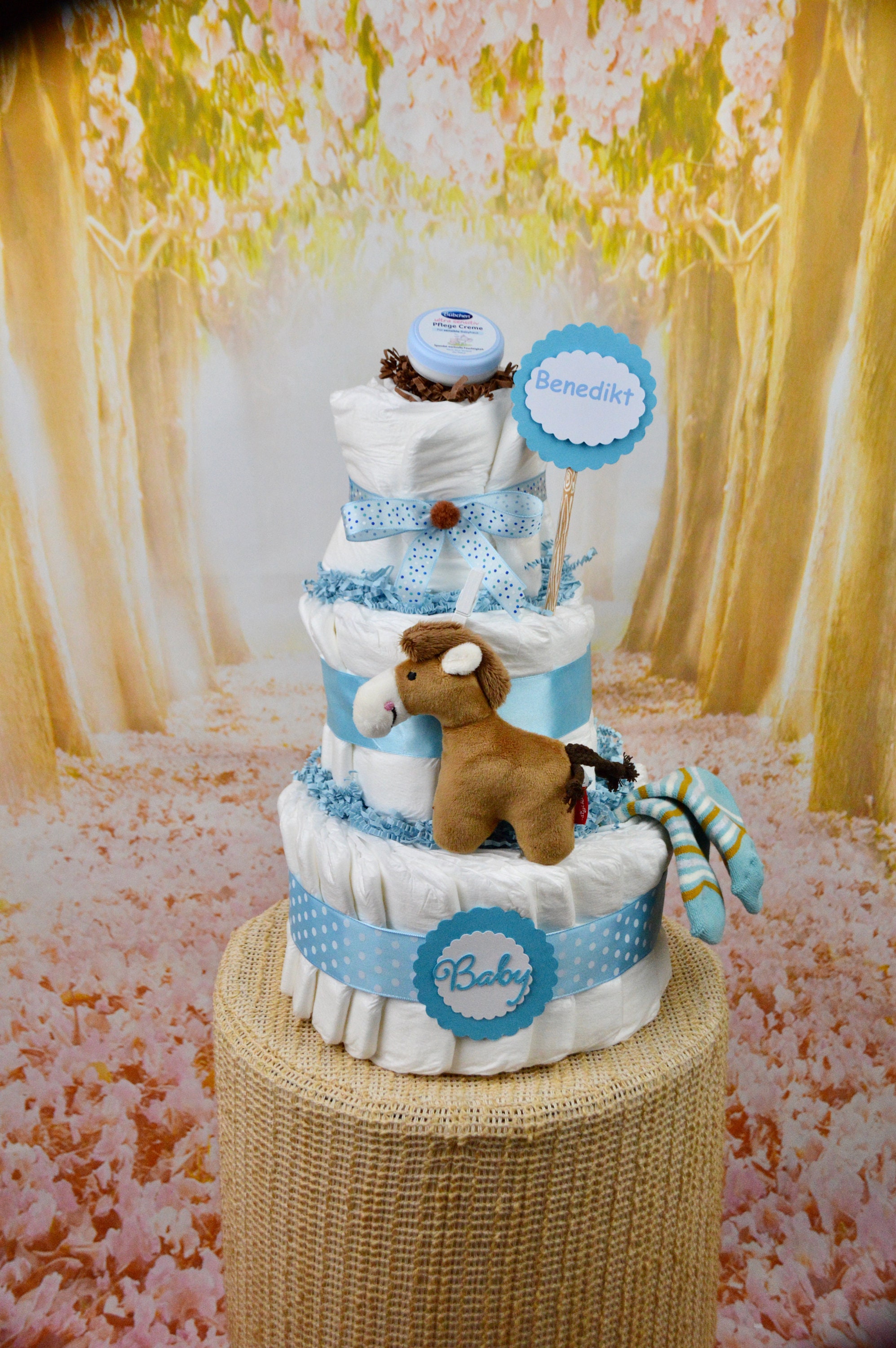 Diaper Cake for Boys Horse Horse Rattle Gift for Birth Etsy