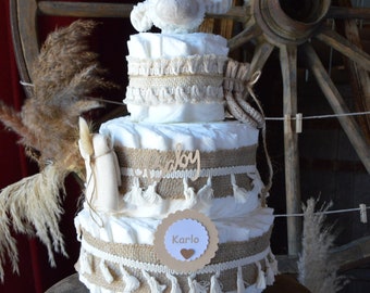 Diaper cake Boho - gift for birth - baby shower