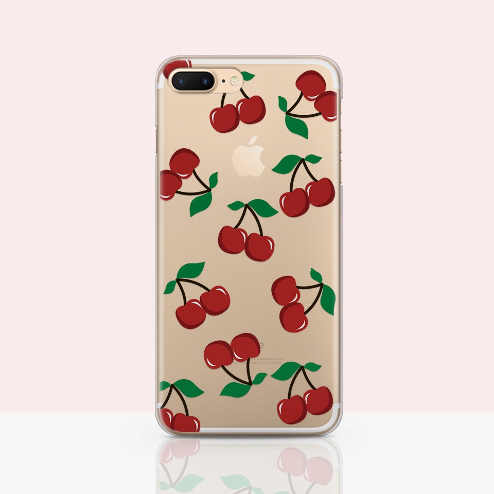 Cherry iPhone case Clear Cherries phone Case Fruit iPhone Etsy