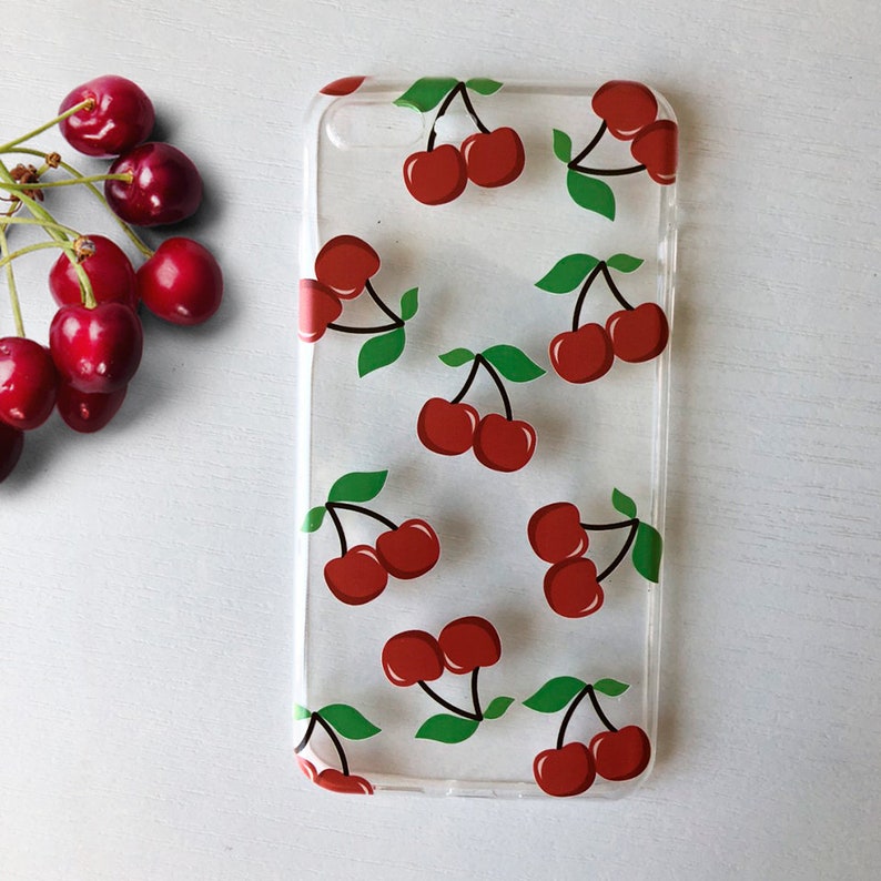 Cherry iPhone 11 case Clear Cherries phone XR Case Fruit Etsy