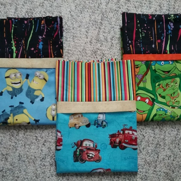 Pillowcase Minion, Cars, Ninja Turtle, Lightning McQueen, Tow Mater, Raphael, Michelangelo, Guido, Donatello, Character, Leonardo, Sheriff