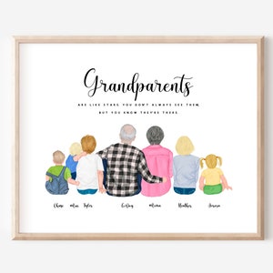 Grandparents Personalised Print, Christmas Family Portrait, Gift for Grandma, for Grandad, Nanny Gift, Gift from Grandchildren, DIGITAL