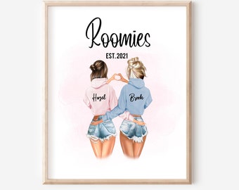 Roomies Print Personalized, Roommate Gift Idea, Roomie Gift, College Dorm Gifts For Girls, Roomies Gift, Gift for Roommate, DIGITAL