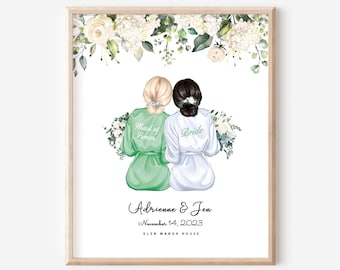Maid of Honor and Bride Print, Will You Be My MOH, Customized Bridesmaid Gift, Wedding Favor Personalized Wedding Art Print DIGITAL