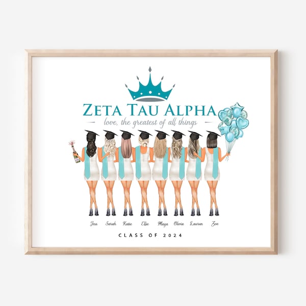 Zeta Tau Alpha Sorority Seniors Graduation Print, Big Little Reveal, Sisterhood Wall art, Greek Sorority Gifts Sorority Family Print DIGITAL