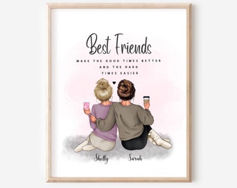 Best Friends Colleagues Personalized Print, Christmas Best Friend Gift, Work Besties Gift, Sister Gift, Office Friendship Print, DIGITAL