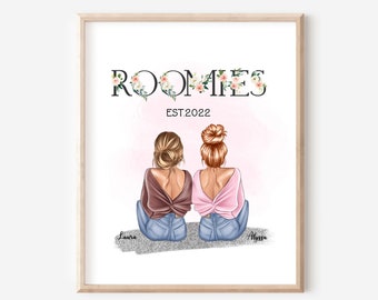 Roomies Personalized Print, Roommate Dorm Gift Idea, Roomie Gift, College Dorm Gifts For Girls, Roomies Gift, Gift for Roommate, DIGITAL