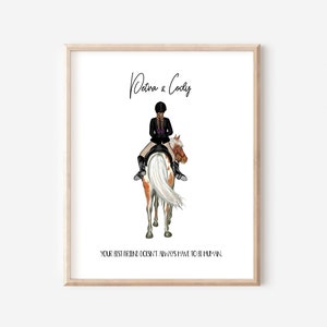 Horse and Owner Personalized Print, Horse Back Riding Poster, Horse Lover Gift, Horse Owner Gifts, Custom Horse Portrait DIGITAL