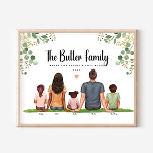 Personalized Family Print, Custom Family Gift Family with dog print, Personalised Family Portrait with Pets, Family Print, DIGITAL