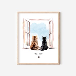 Custom 2 Cats Personalised Print, ift for Cat Lovers, Cat Mom Gift, Pet Memorial Sympathy Wall Art, Pet Loss Print, for Cat Dad Gift DIGITAL