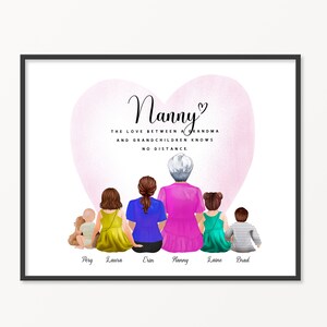 Grandma Personalized Gift, Grandmother gift from grandchildren, Grandma Birthday Gift, Nana Granny portrait with grandchildren