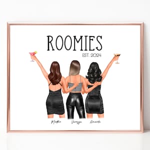 3 Roomies Gift, Three Roommates Print Personalized Roommate Gift Idea, College Dorm Gifts For Girls, Roomies Gift, Gift for Roommate DIGITAL