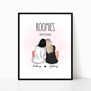 Roommates Personalized Gifts , Roomies Gifts, Roommates Illustration, Birthday Best Friends Portrait, Graduation Gift for friends DIGITAL