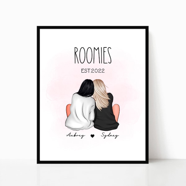 Roommates Personalized Gifts , Roomies Gifts, Roommates Illustration, Birthday Best Friends Portrait, Graduation Gift for friends DIGITAL