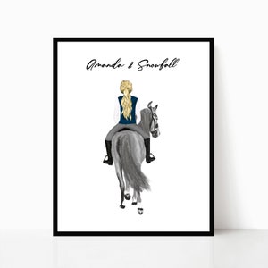 Impresión personalizada de equitación, jinete a caballo, regalo para amantes de los caballos, póster de dueño de caballo, decoración de animales para el hogar DIGITAL
