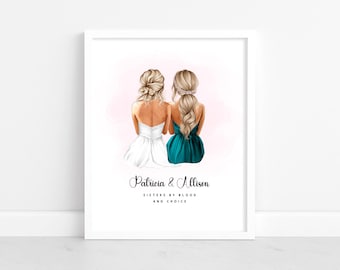 Bridesmaid and Bride Print, Will You Be My MOH, Customized Maid Of Honor Gift, Wedding Favor Personalized Wedding Art Print DIGITAL