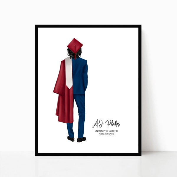 Male Graduation Digital Print | Personalized Grad Gift for Son | Custom College Graduation for Him | High School Grad Portrait DIGITAL PRINT