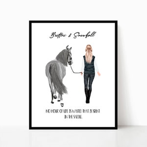 Horse Riding Personalized Print, Horse Back Rider, Gift for Horse Lover, Horse Owner Poster, Animal Home Decor DIGITAL